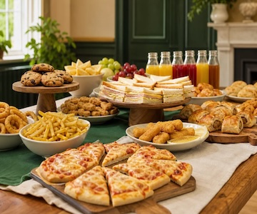A colourful children's buffet ready for a celebration